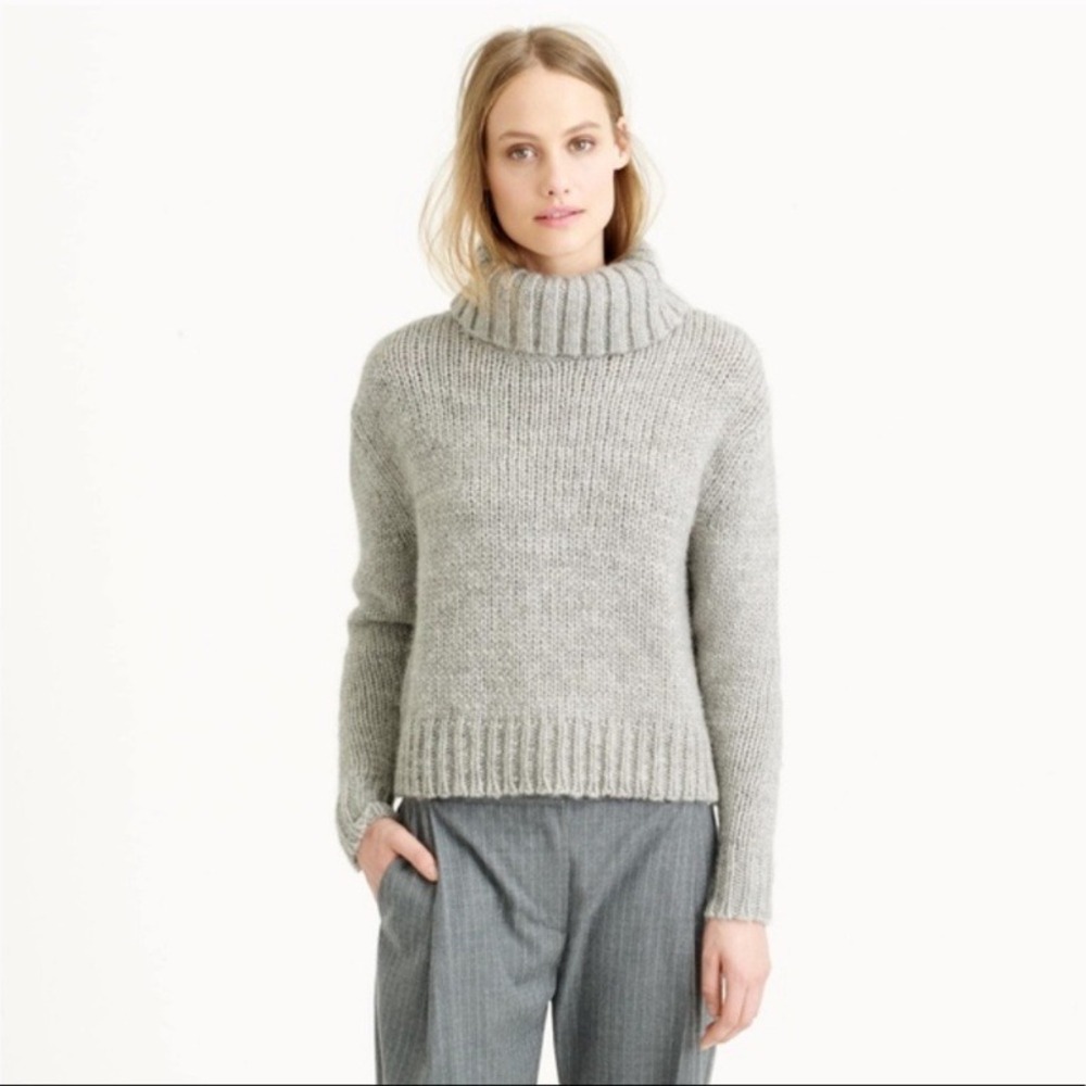 J.Crew Chunky Wool Alpaca Turtleneck Sweater B5875 Heather Gray XS